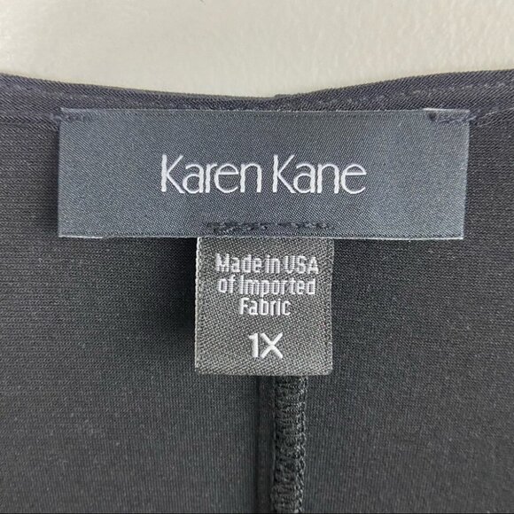 Karen Kane‎ Tie Sleeves Swing Dress Black Size 1X Made USA Jersey Knit Bohemian - Picture 3 of 11